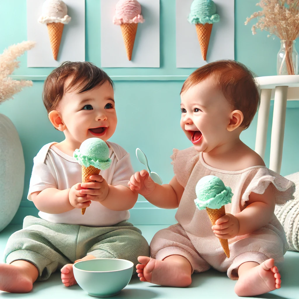 Baby eating icecream